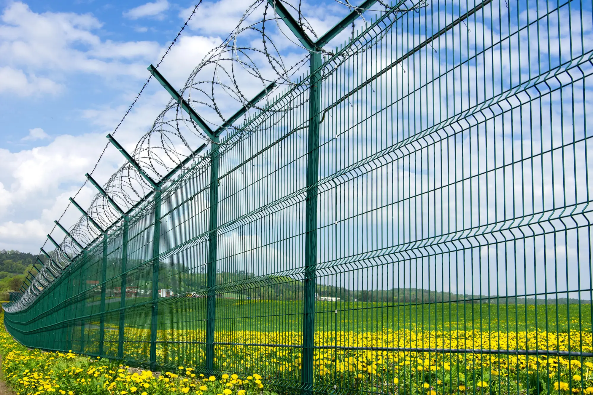 welded wire fence with barbing